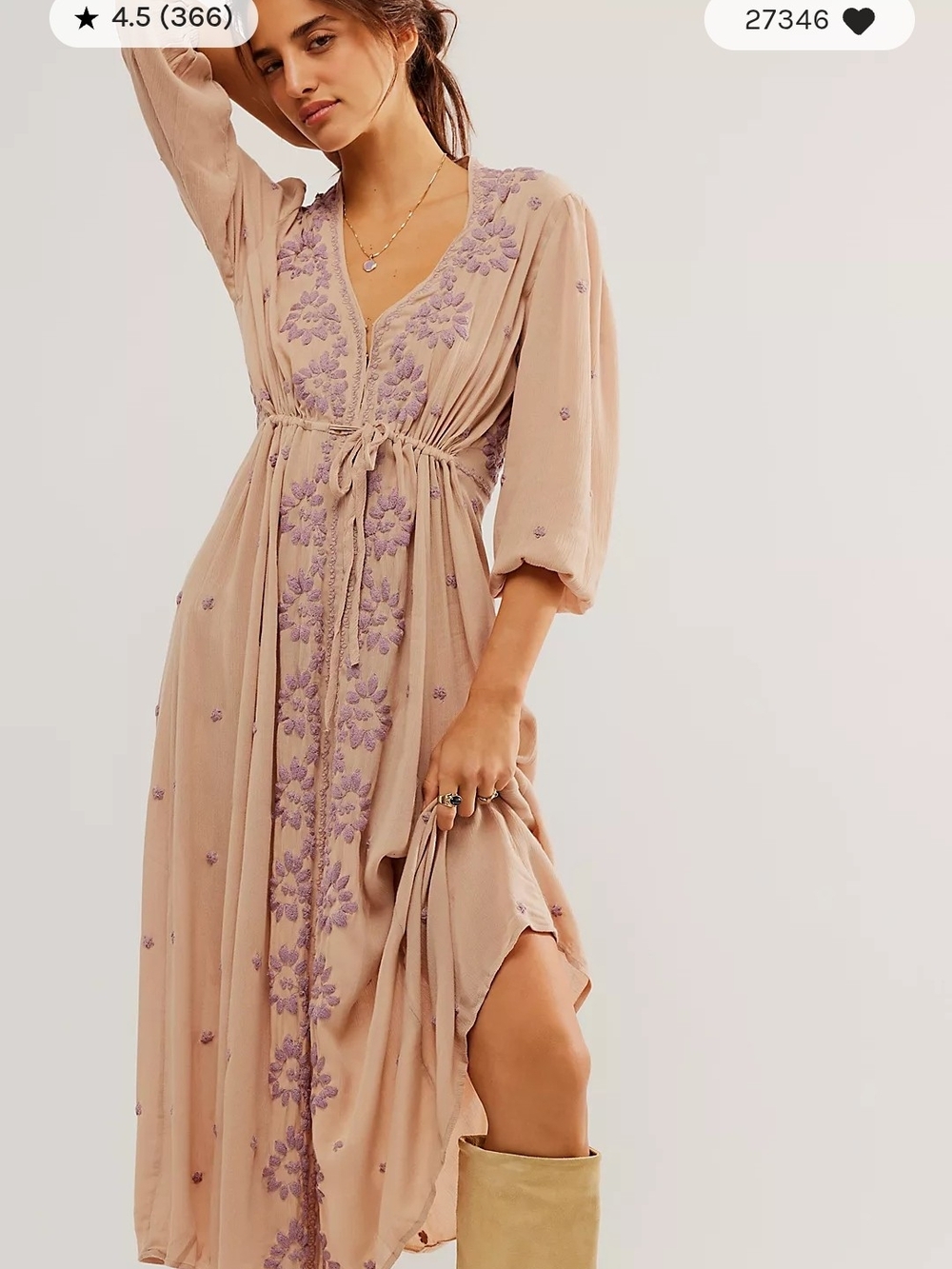 Free People Boho Embroidered Fable Maxi Dress XS NWOT